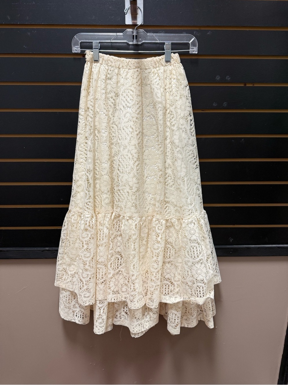 Vintage Vincenti Cream Lace Prairie Skirt Union Made Boho Cottagecore XS